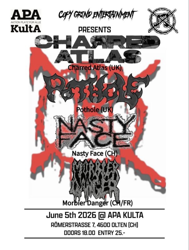 Charred Atlas + Pothole, Nasty Face + Morbier Danger
